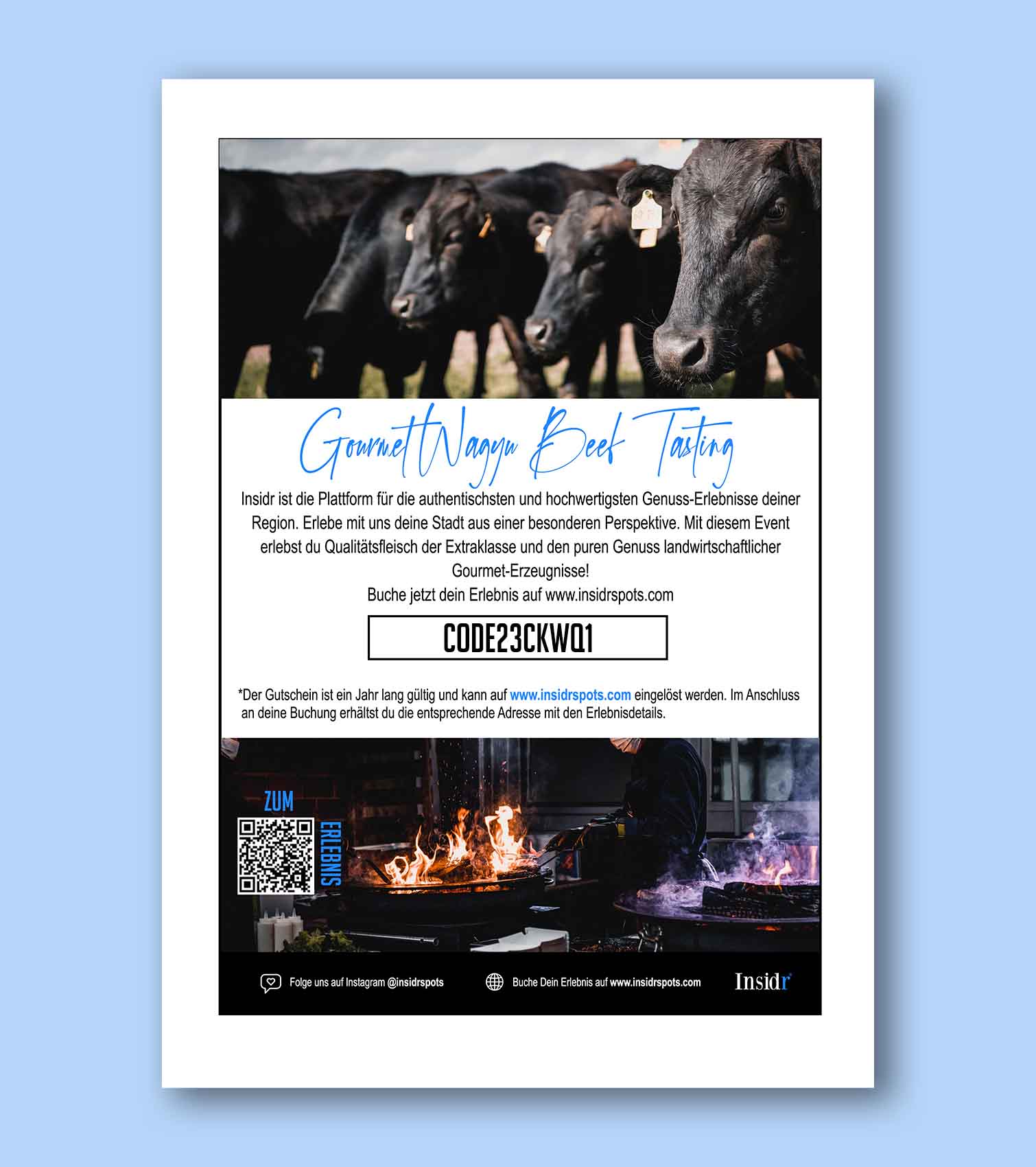 Gutschein WagyuBeef Tasting Einmalige Erlebnisse bei Insidr®