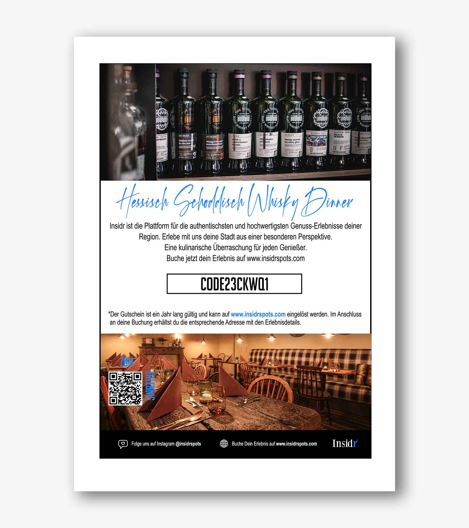 GenussGutschein WhiskyDinner Einmalige Events bei Insidr®